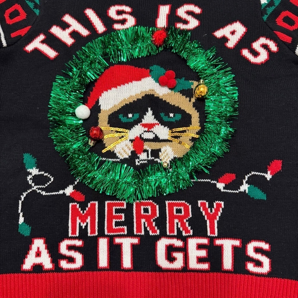 Festive Black and Red Holiday Sweater Christmas Sweater - Picture 3 of 6